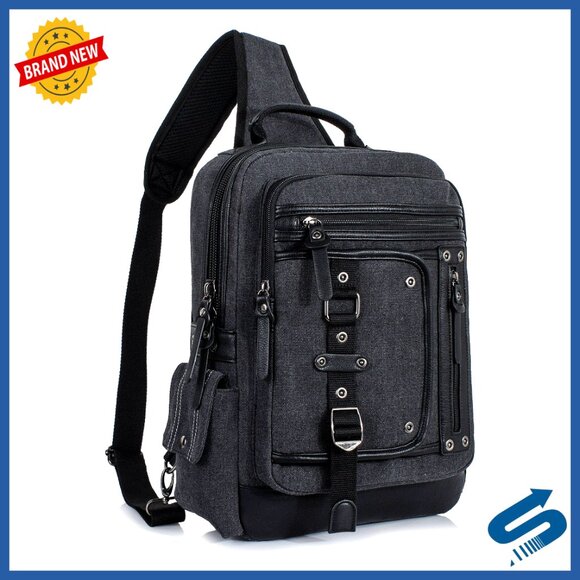 Large Canvas Messenger Bag Crossbody Laptop Backpack Men Daypack